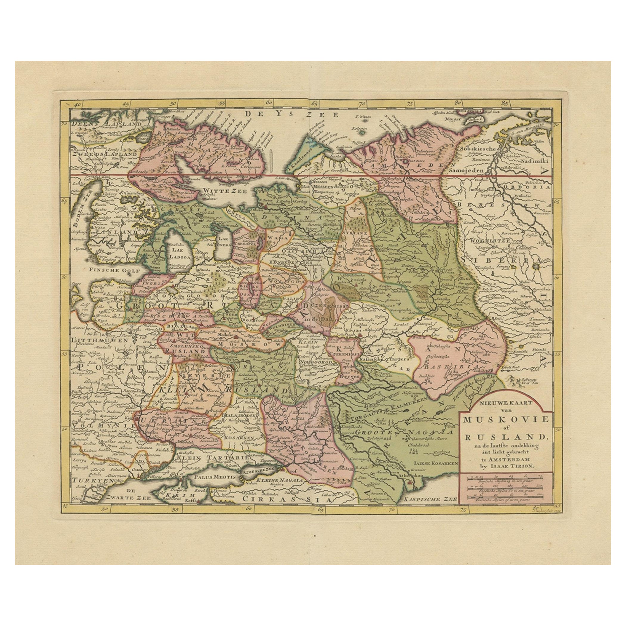 Carta geografica antica della Russia europea di Tirion, 1725 ca.