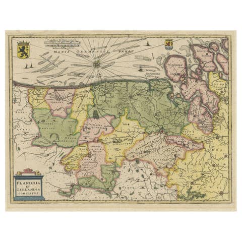 Antique Map of Flanders and Zeeland by Merian, 1659