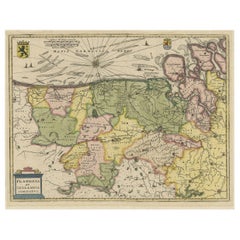 Carta geografica antica delle Fiandre e della Zelanda di Merian, 1659