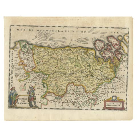 Antique Map of Flanders, Belgium, 1630