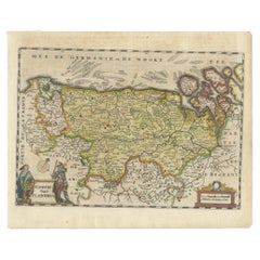 Carte ancienne des Flandres, Belgique, 1630