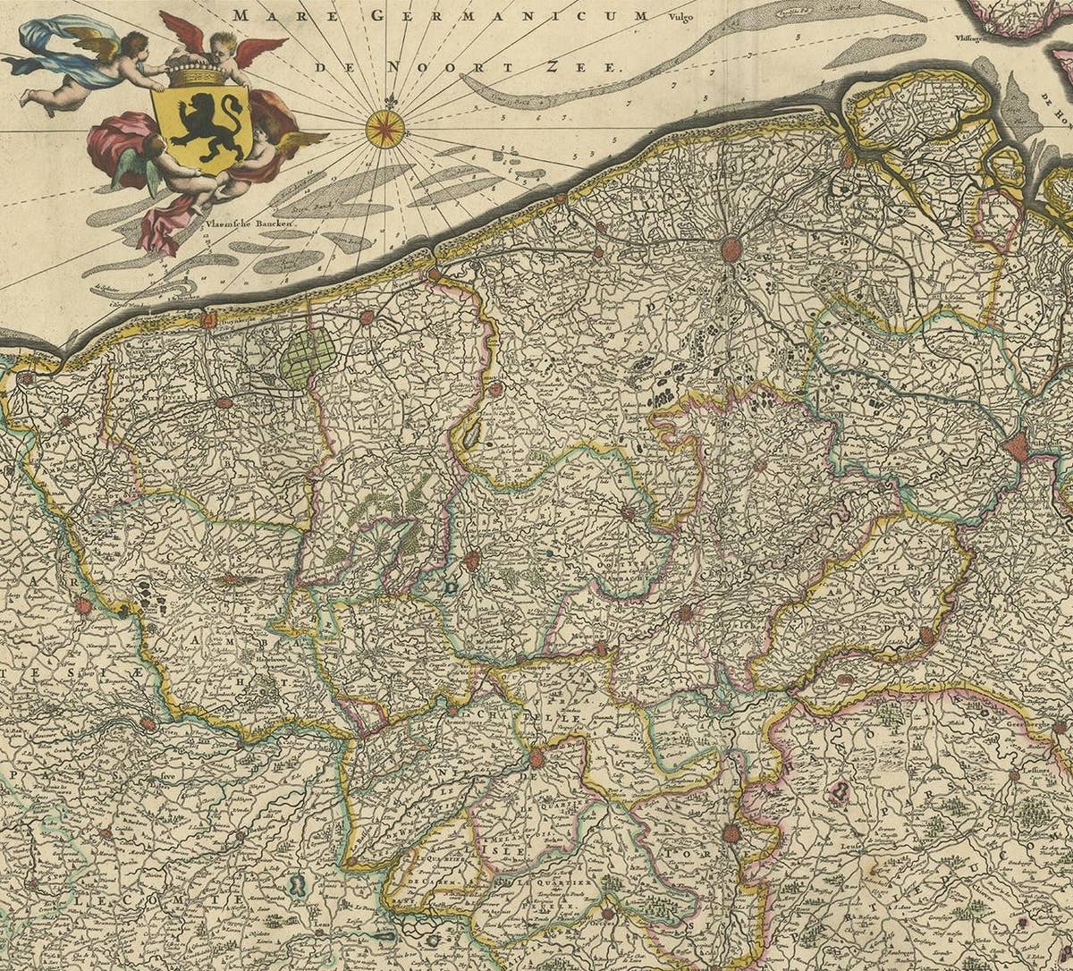 Antique Map of Flanders 'Belgium' by F. de Wit, circa 1680