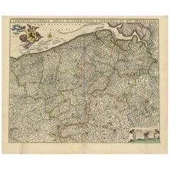 Antique Map of Flanders 'Belgium' by F. de Wit, circa 1680