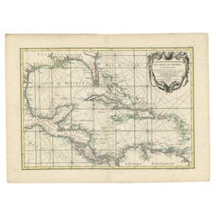 Antique Map of Florida, the Gulf Coast and Caribbean, 1771