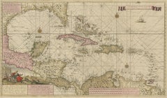 Engraving of a Map of Florida, the Gulf Coast, Caribbean & Central America, 1728