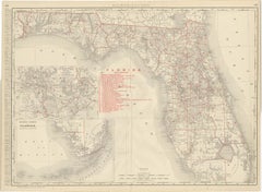 Antique Map of Florida, The Sunshine State, Rand McNally, 1899