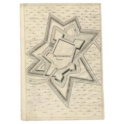 Antique Map of Fortification of Bellingwolderschans, The Netherlands, 1673