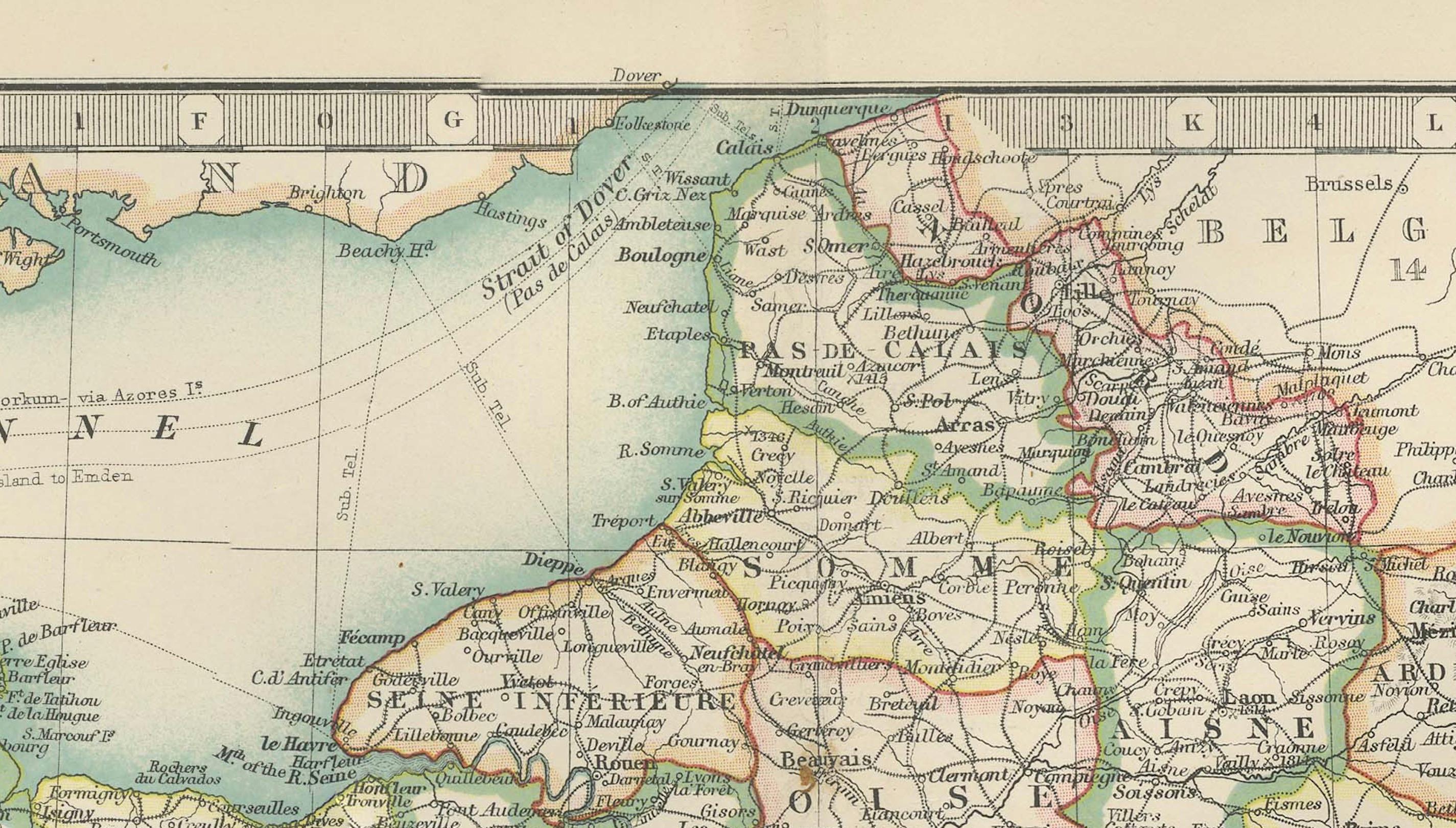 Titel: Antike Karte von Frankreich, 1903, mit Inset von Paris und Korsika

Beschreibung:
Diese antike Karte mit dem Titel 