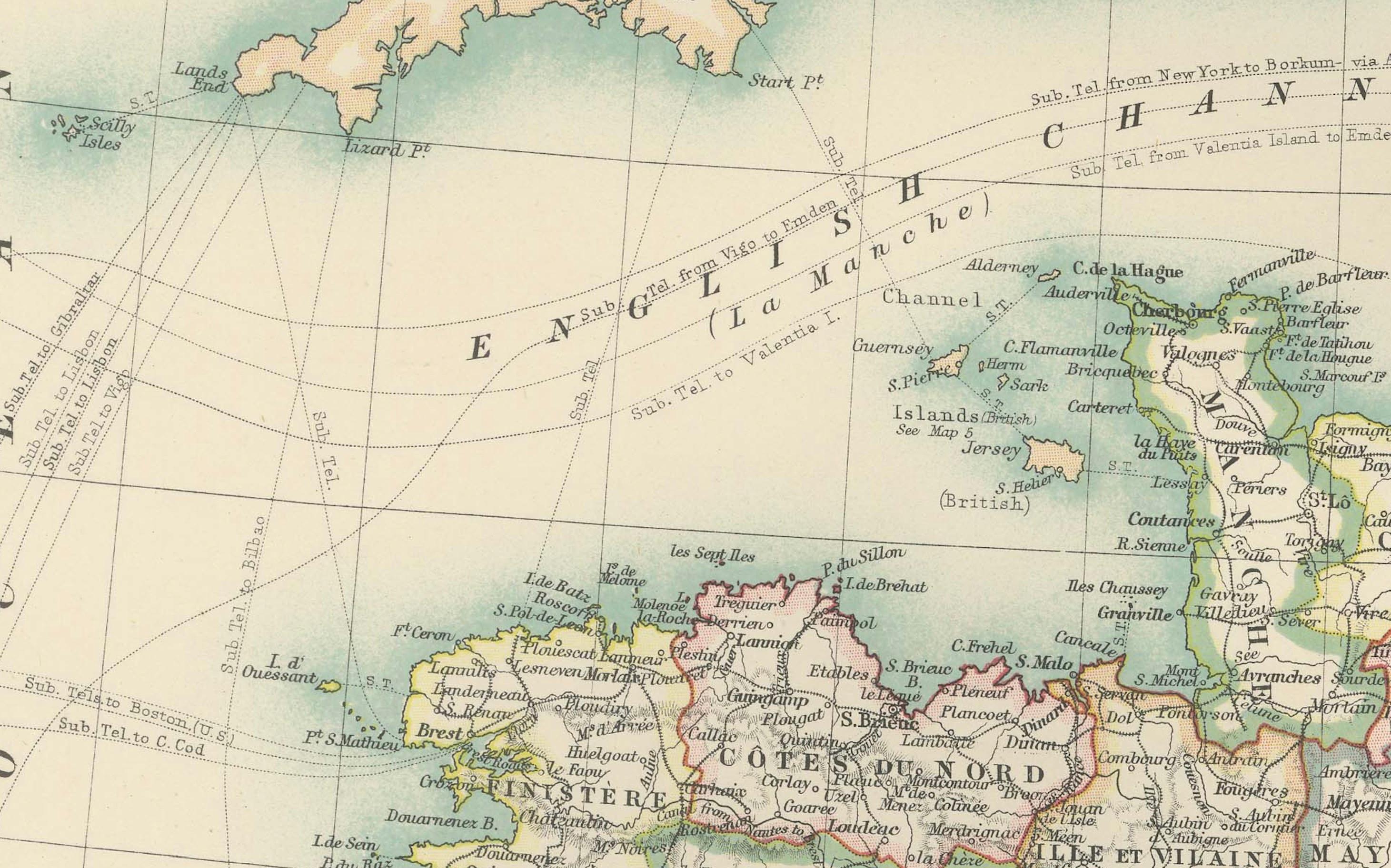 Antike Karte von Frankreich, 1903, mit Ausschnitt von Paris und Korsika im Zustand „Gut“ im Angebot in Langweer, NL