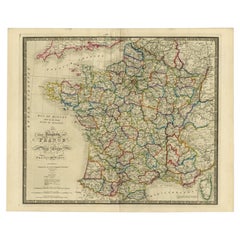 Carte ancienne de France d'après le traité de Paris de 1815, publiée en 1854