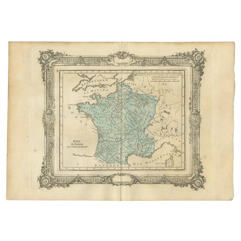 Antike französische Karte nach dem Frieden von Ryswick von Zannoni, 1765
