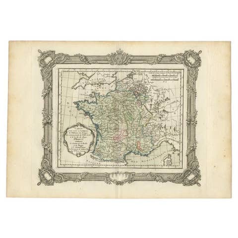 Antique Map of France at the Beginning of the 17th Century by Zannoni, 1765