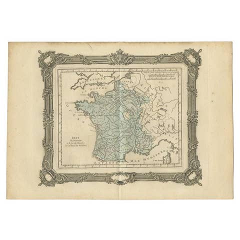 Antique Map of France at the End of the Ministry of Cardinal Richelieu, 1765