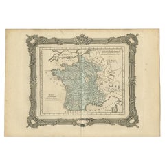 Antike Karte Frankreichs am Ende des Ministeriums von Kardinal Richelieu, 1765