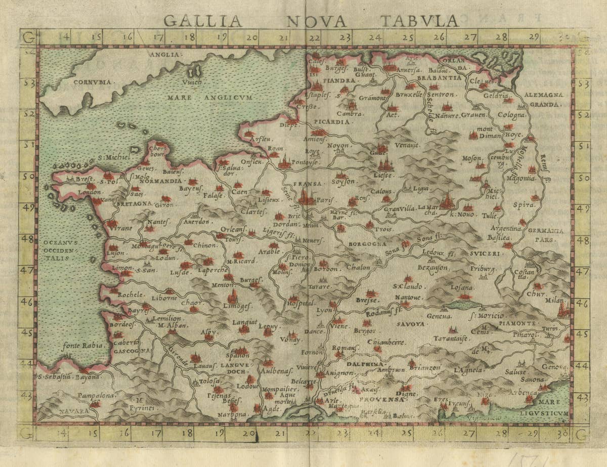 Antique Map of France, based on the work of Ptolemy