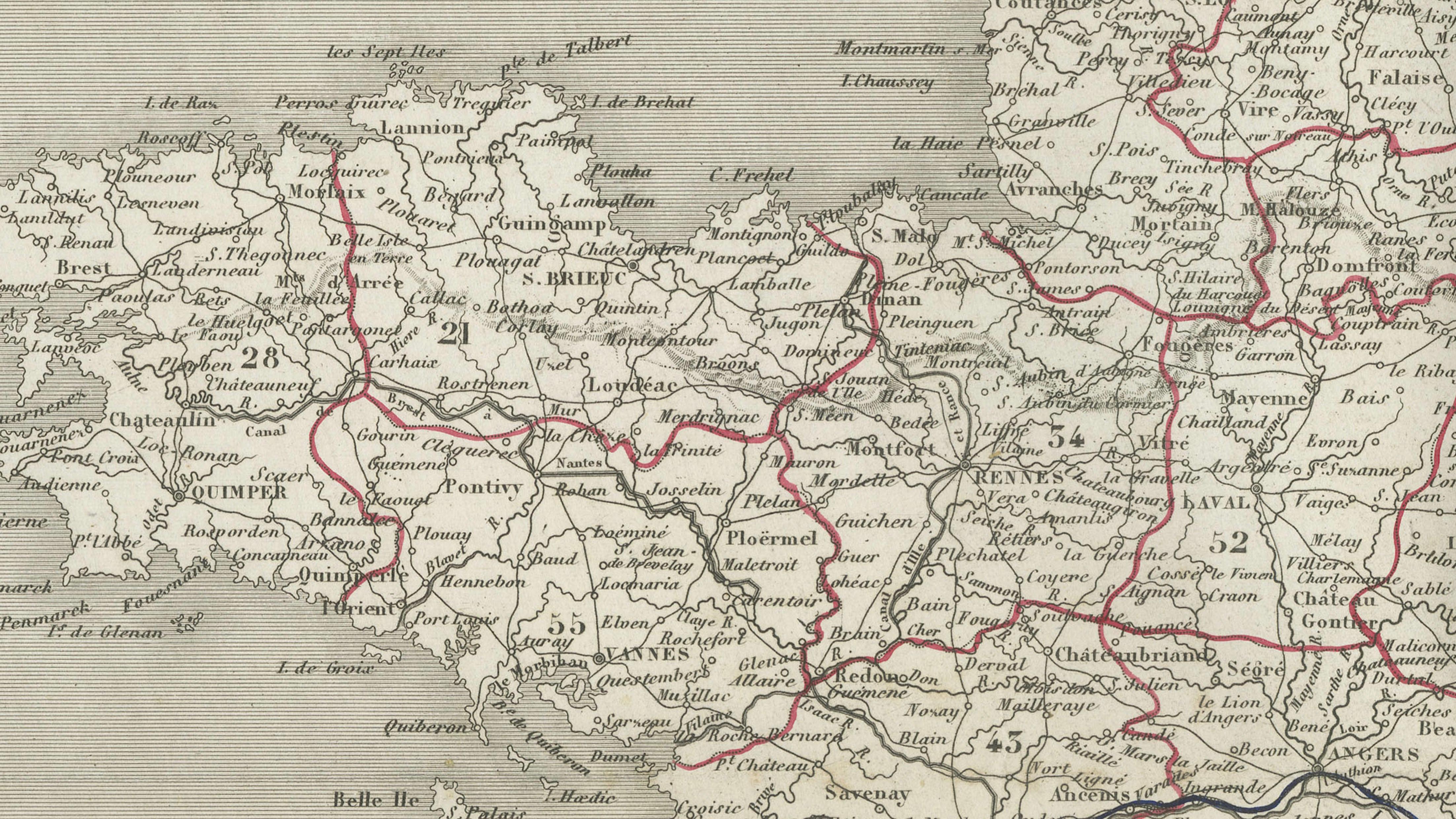 Antique Map of France by Alexandre Vuillemin – Road Map c.1850