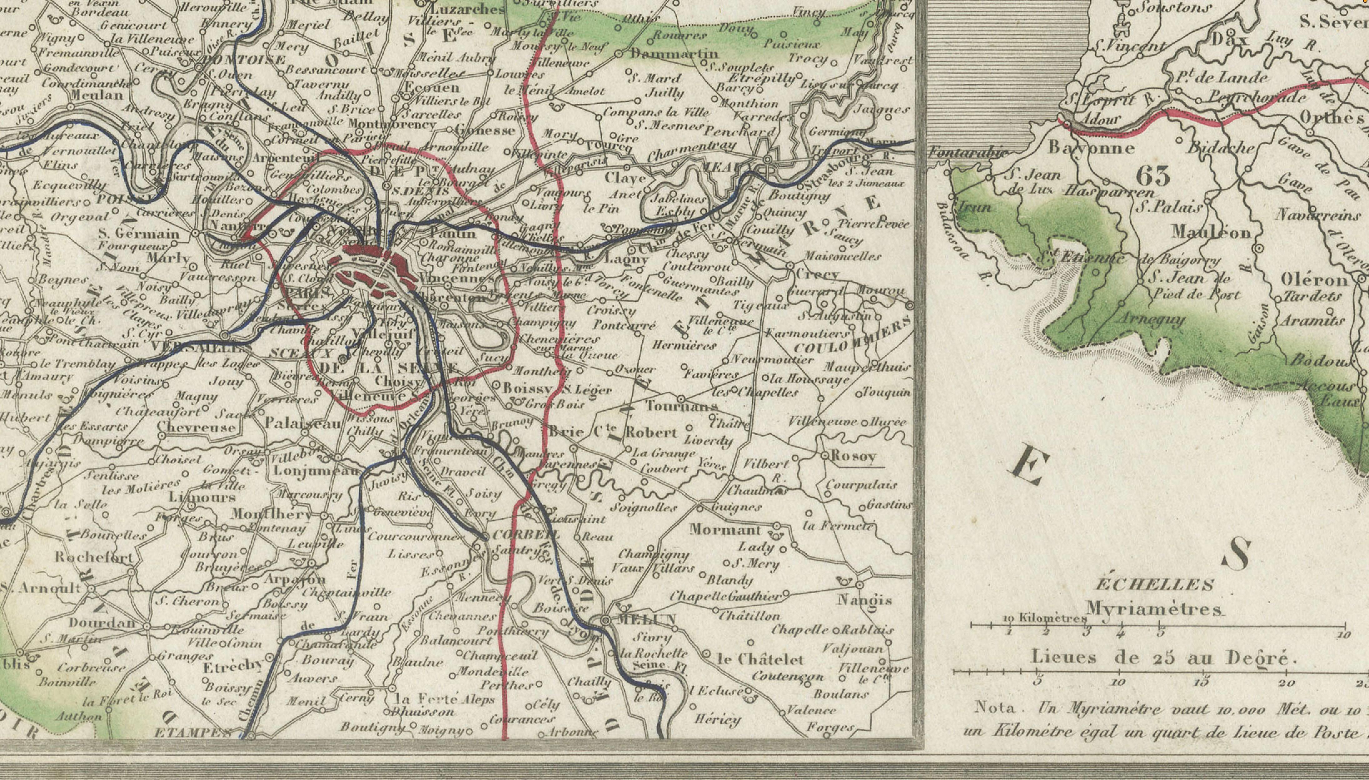 Antique Map of France by Alexandre Vuillemin – Road Map c.1850