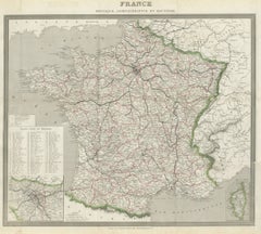 Antique Map of France by Alexandre Vuillemin – Road Map c.1850