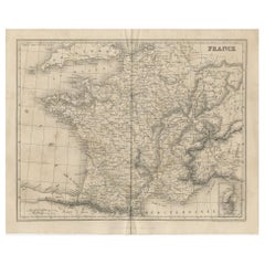 Antique Map of France by Balbi '1847'