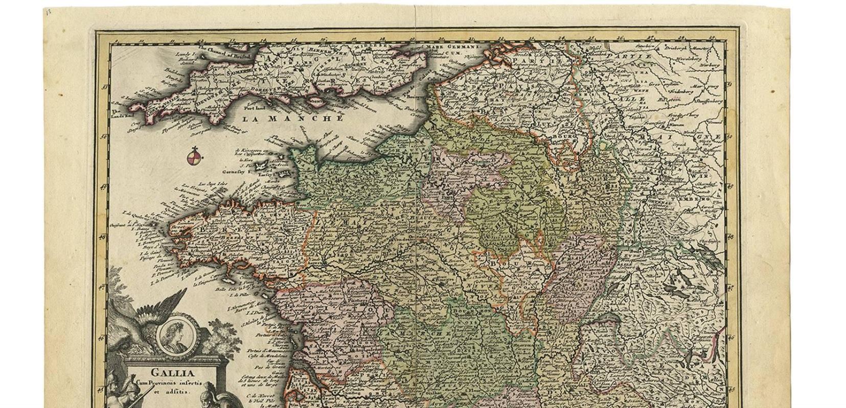 Original High Detailed Antique Map of France by C. Weigel, 1719 In Good Condition In Langweer, NL
