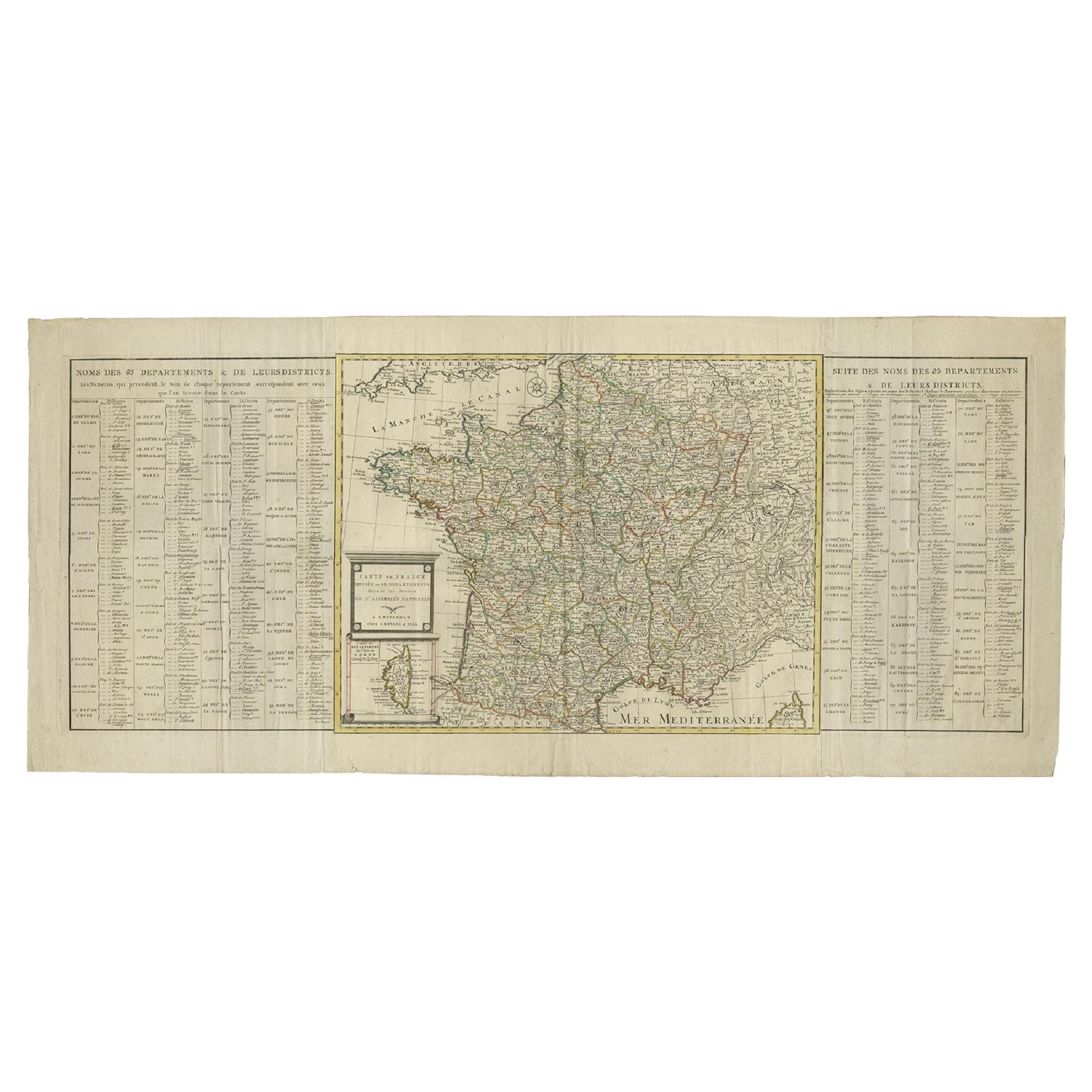 Antike Karte von Frankreich von Covens & Son, um 1790