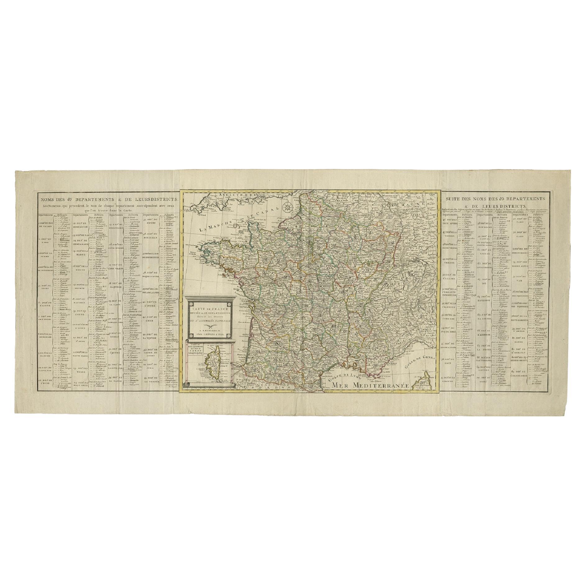 Carta geografica antica della Francia di Covens & Son, 1790 ca.