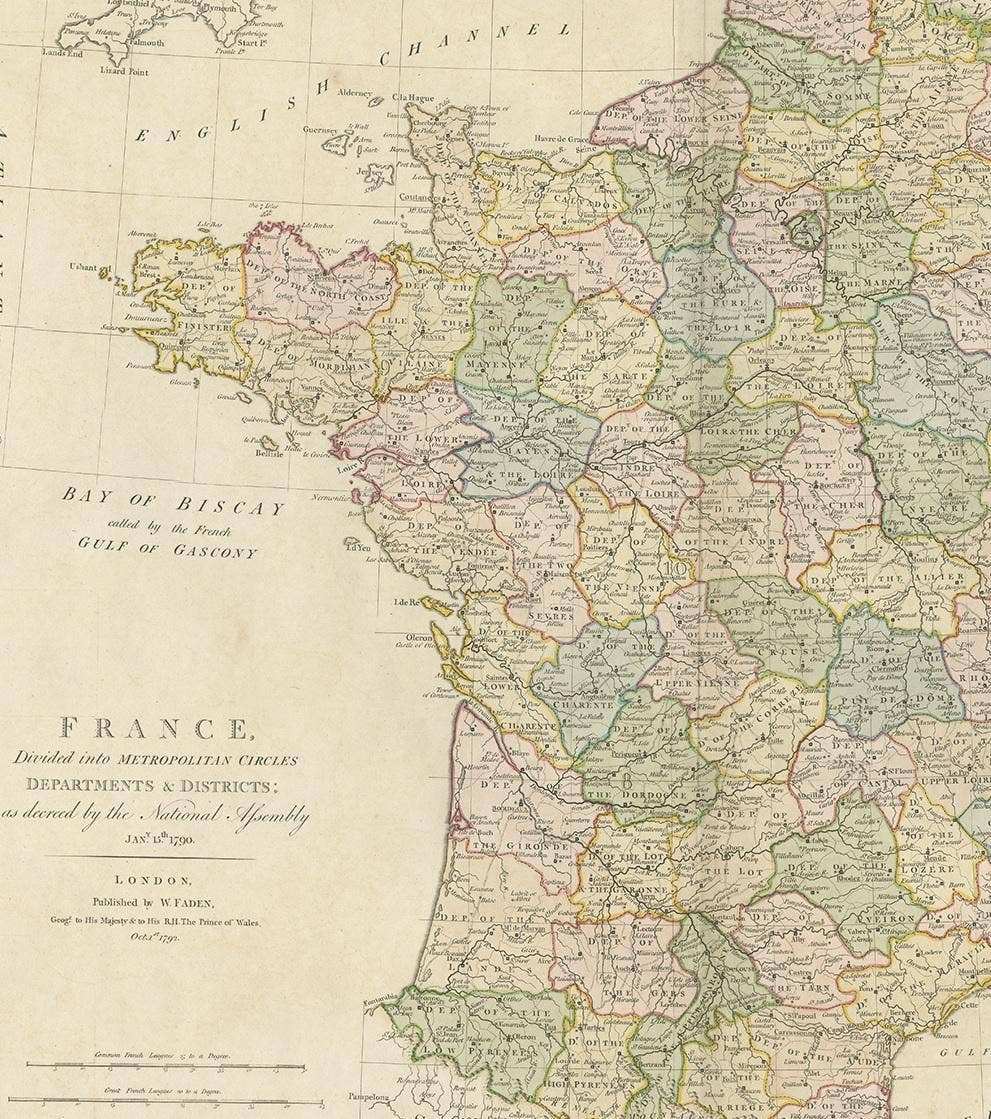 Antique Map of France by Faden '1792'