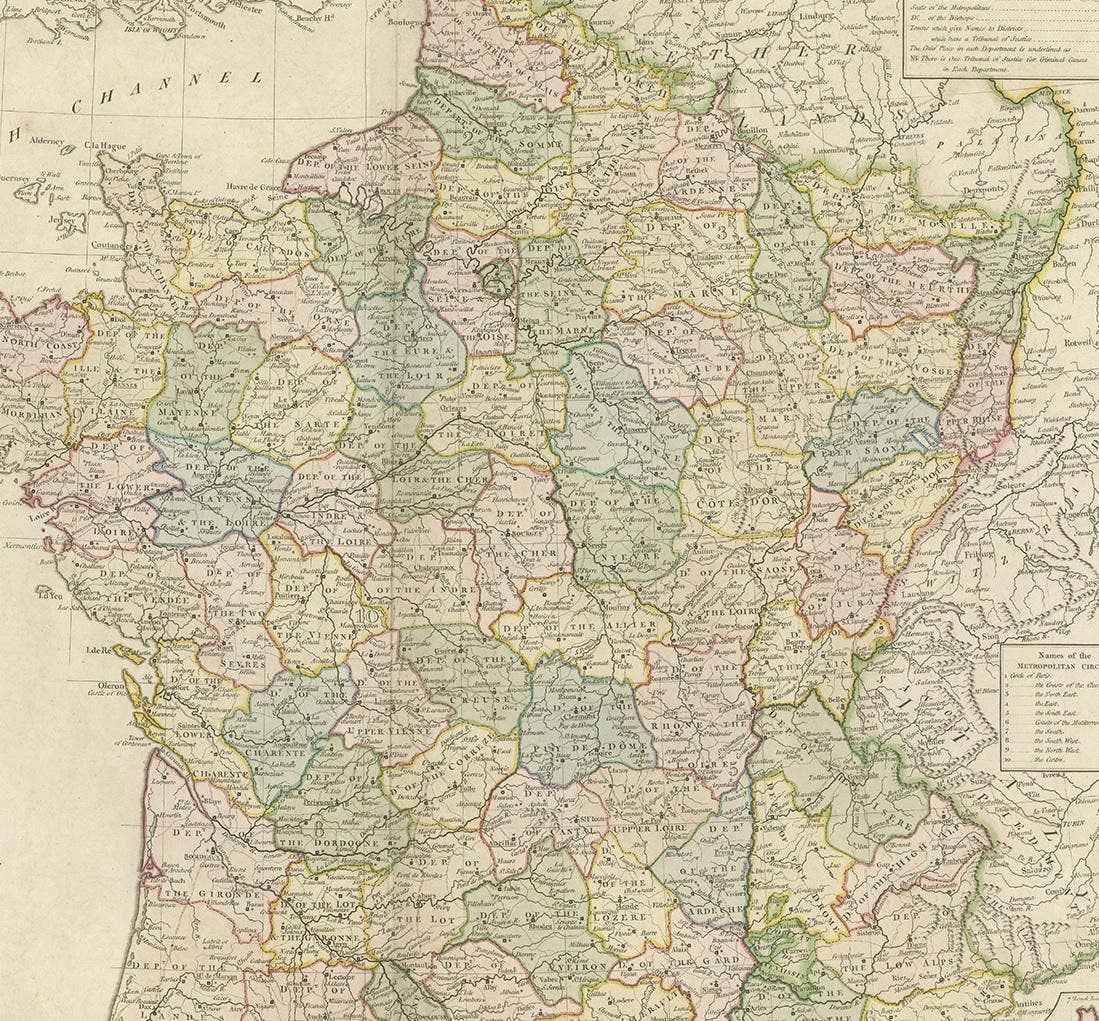 Antique Map of France by Faden '1792'