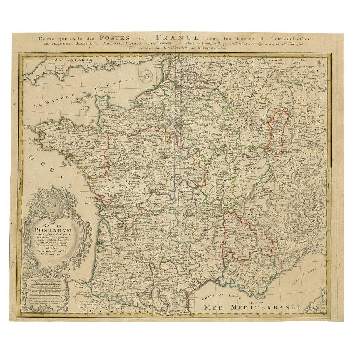 Homann Heirs Map of France – Antique Hand-Colored, circa 1745