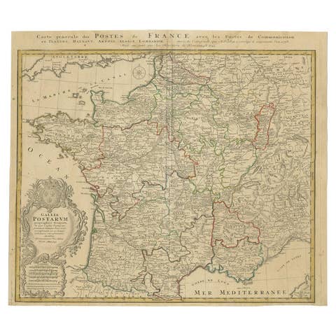 Homann Heirs Map of France – Antique Hand-Colored, circa 1745
