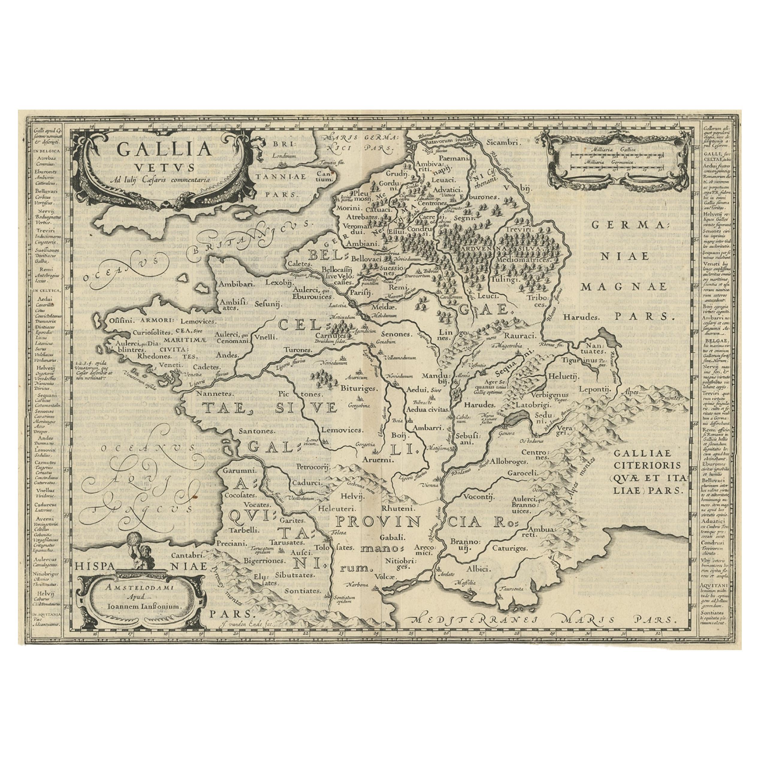 Antique Map of France by Janssonius, c.1650 For Sale