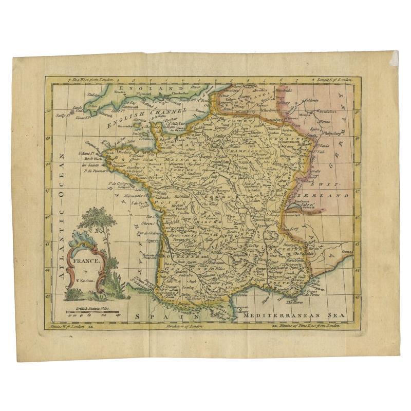 Antique map titled 'France'. Original antique map of France. Source unknown, to be determined.

Artists and Engravers: Thomas Kitchin (or Thomas Kitchen (1718 - 1784) was an English engraver and cartographer, who became hydrographer to the king.