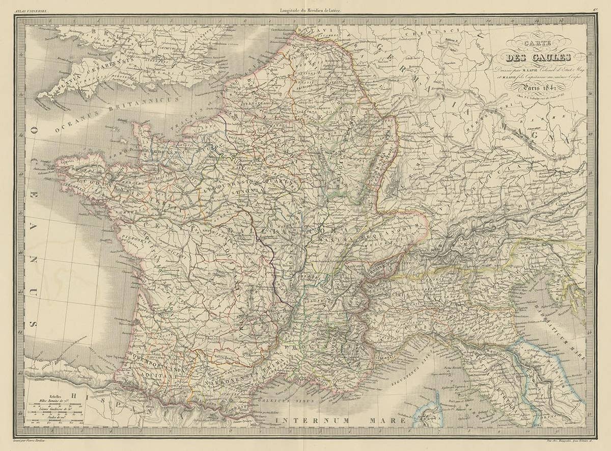Antique Map of France by Pierre M. Lapie, Mid-19th Century Print