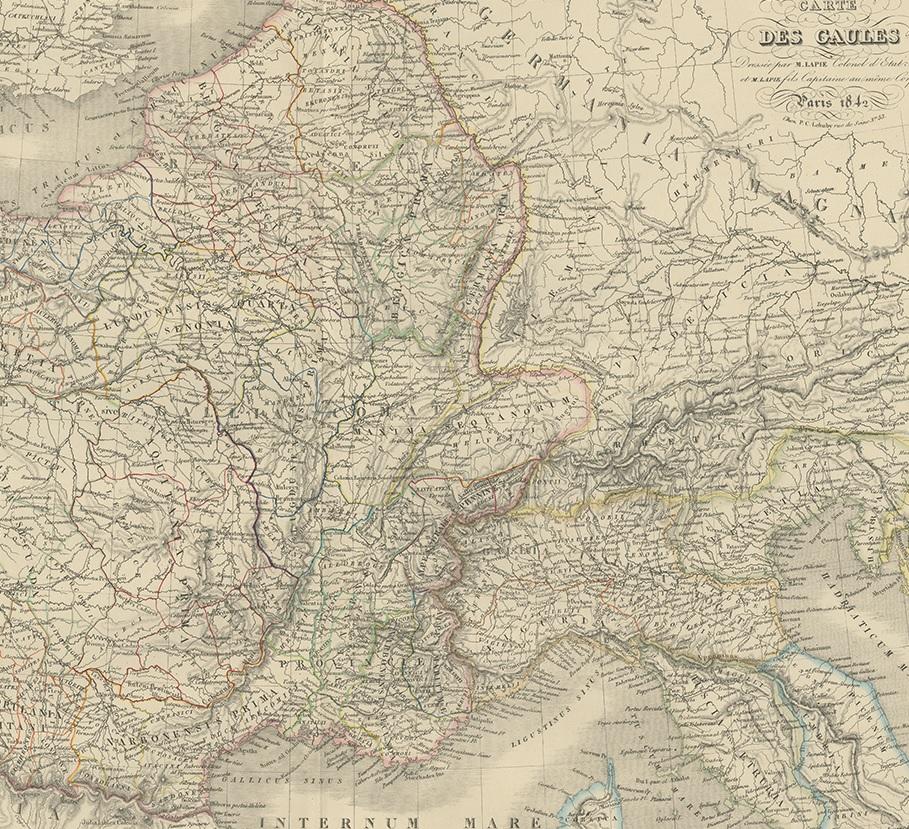 XIXe siècle Carte ancienne de France par Lapie:: 1842 en vente