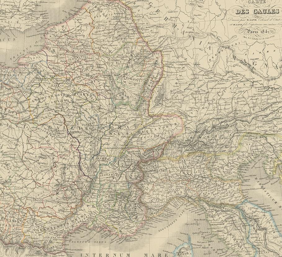 19th Century Antique Map of France by Lapie, 1842 For Sale