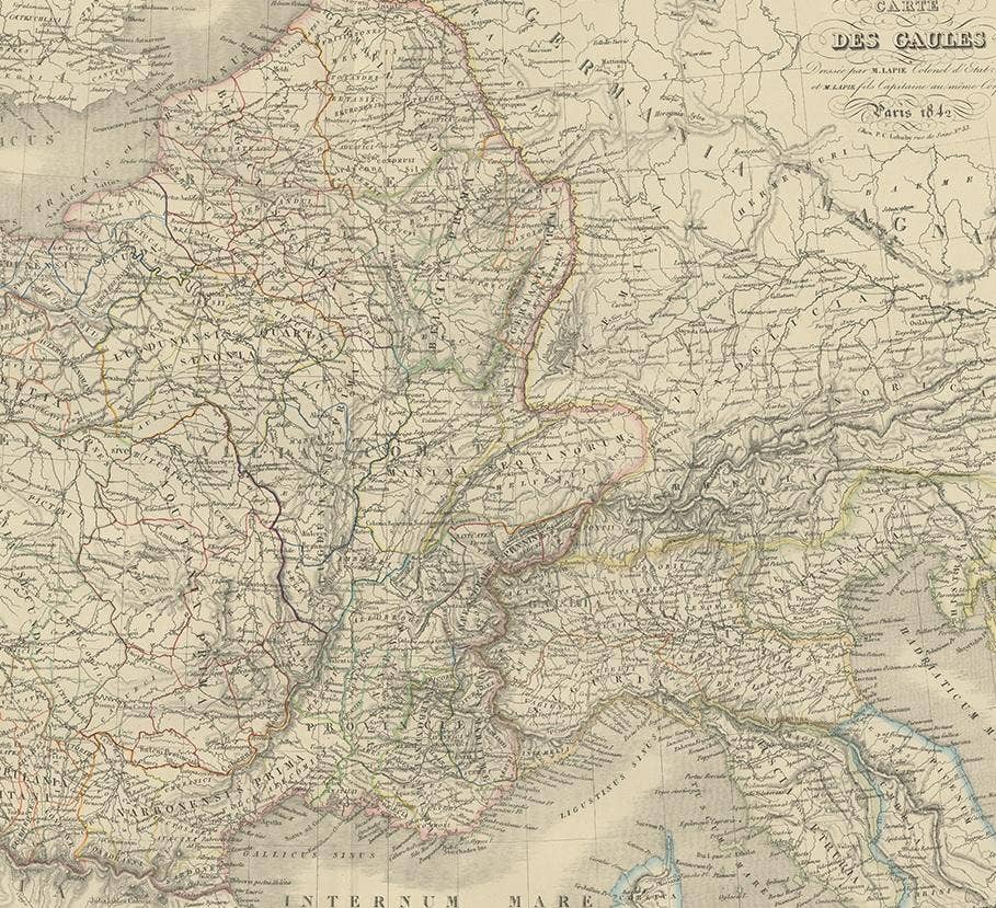 Antique Map of France by Pierre M. Lapie, Mid-19th Century Print