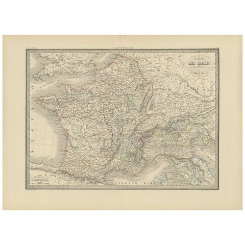 Antique Map of France by Pierre M. Lapie, Mid-19th Century Print