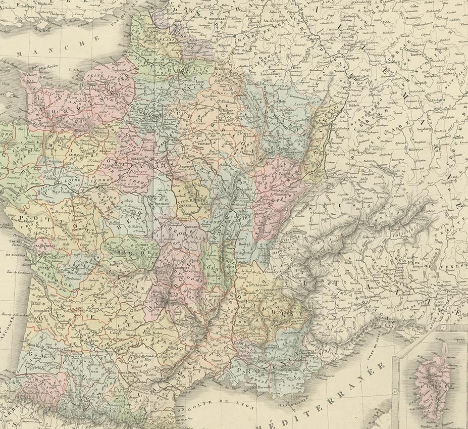 19th Century Antique Map of France by Levasseur '1875'