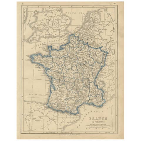 Antique Map of France by Lowry, '1852'