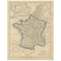 Carta geografica antica della Francia di Lowry, 1852