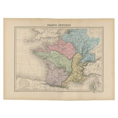 Antique Map of France by Migeon, 1880