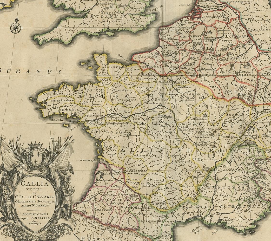 Antike französische Karte von Mortier, um 1710 im Zustand „Gut“ im Angebot in Langweer, NL