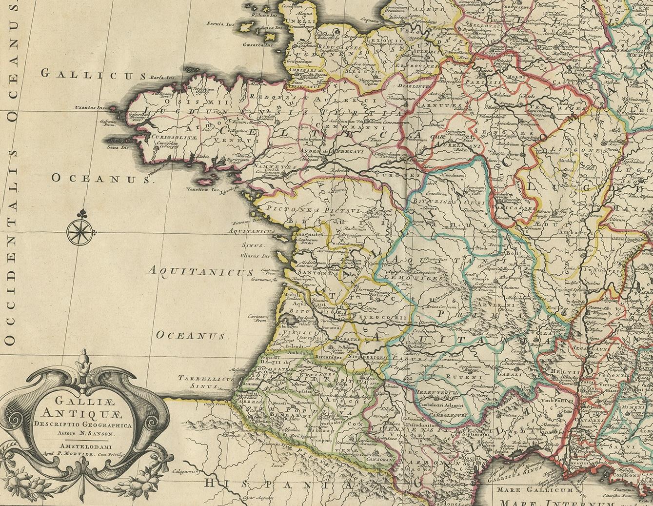Carte ancienne de la France par Mortier, vers 1730 Bon état - En vente à Langweer, NL