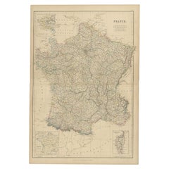 Antique Map of France by W. G. Blackie, 1859