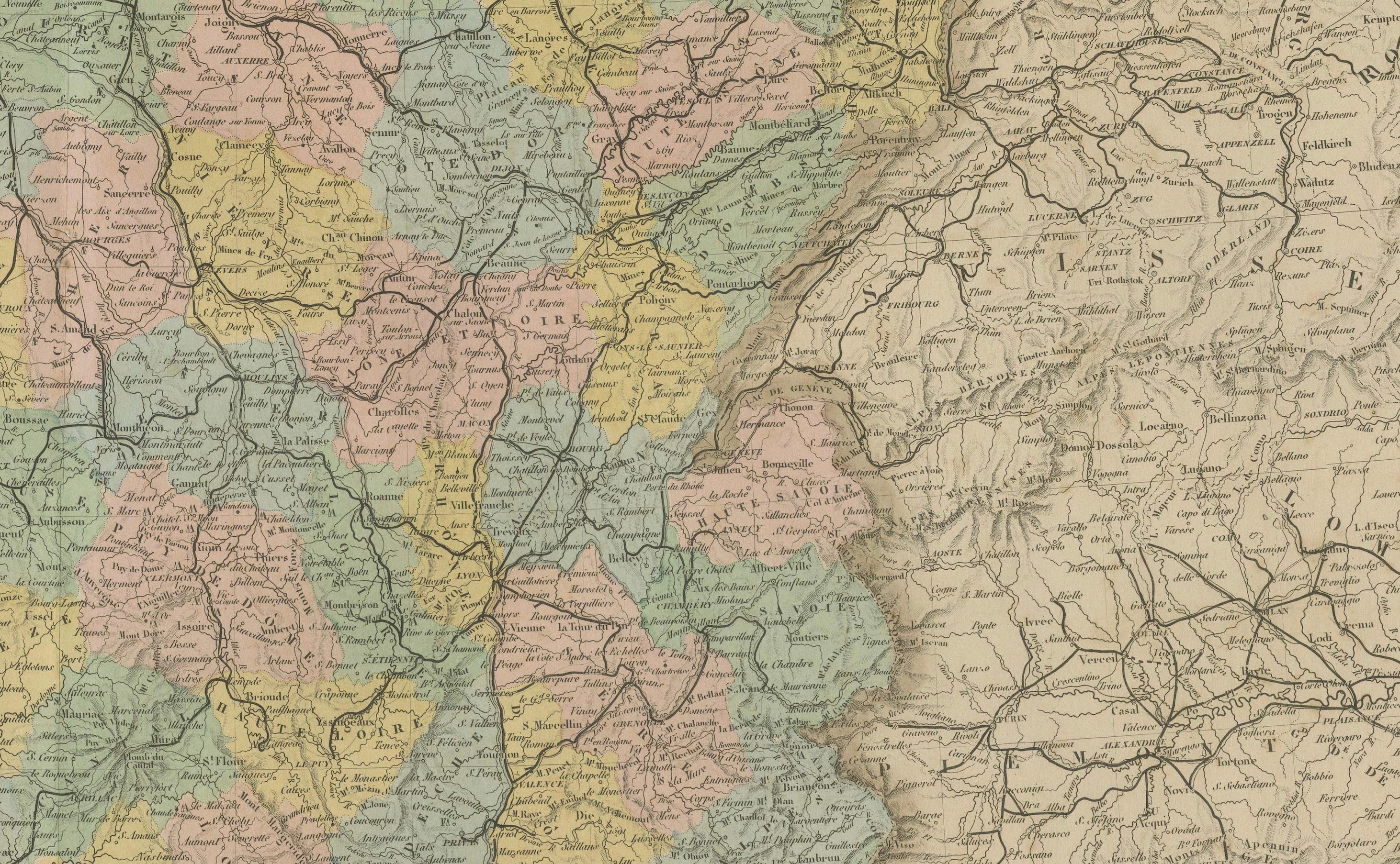 Mapa antiguo de Francia - Dividido en 89 Departamentos por Andriveau-Goujon, 1861

Este mapa finamente grabado y bellamente coloreado a mano titulado 