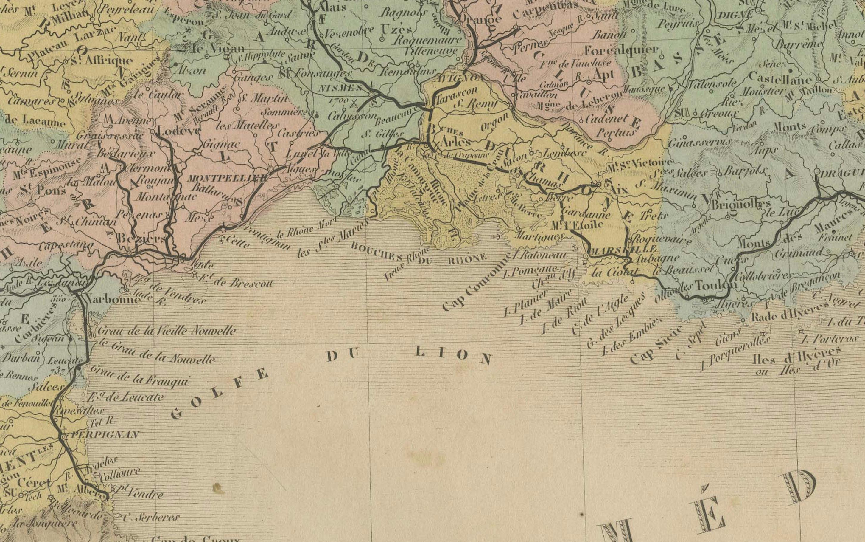 Mapa antiguo de Francia - Dividido en 89 Departamentos por Andriveau-Goujon, 1861 en venta 1