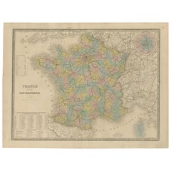 Antique Map of France – Divided into 89 Departments by Andriveau-Goujon, 1861