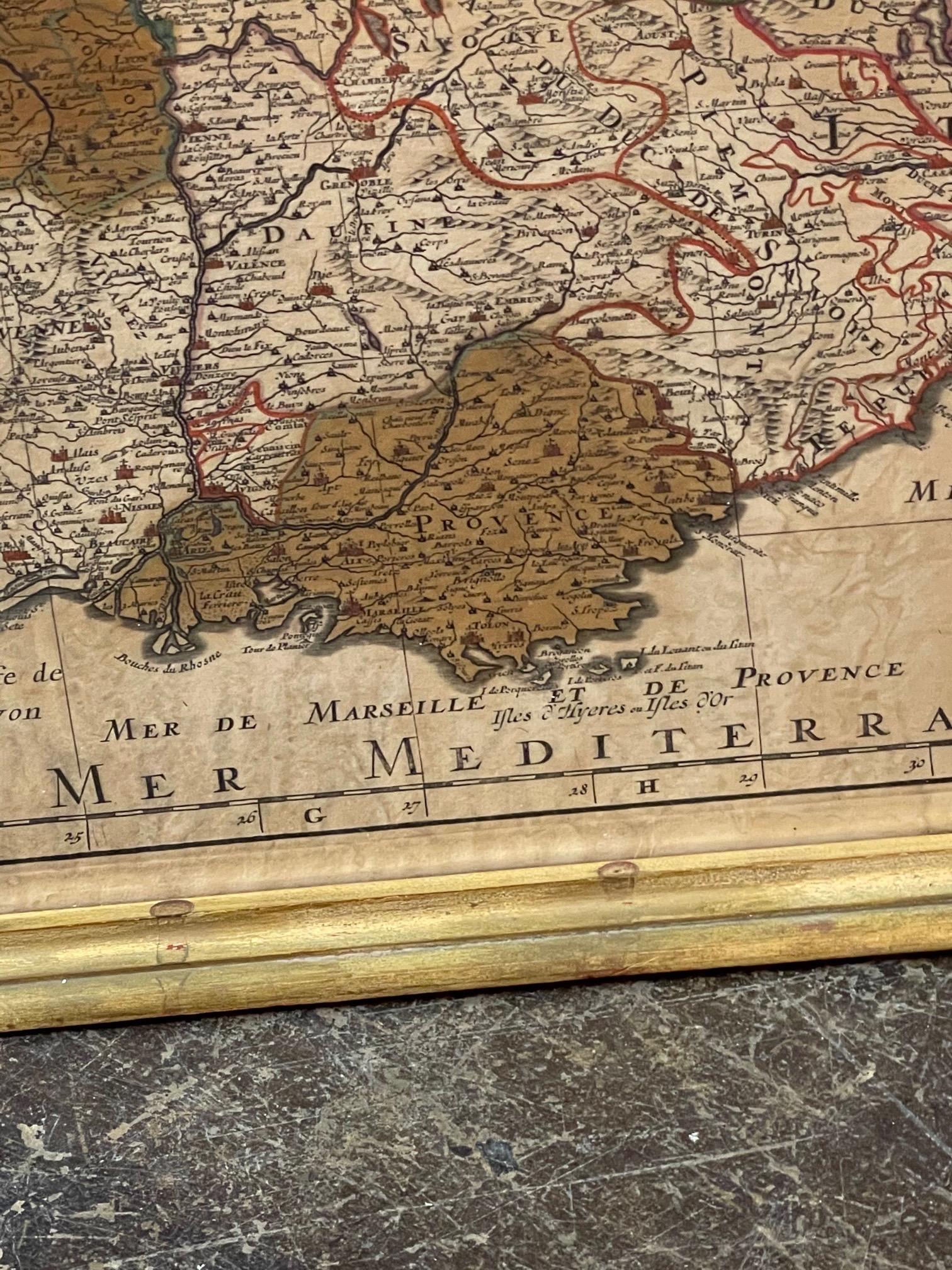 Glass Antique Map of France For Sale