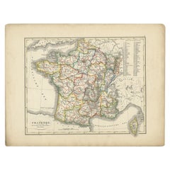 Antike französische Karte von Frankreich aus einem Atlas der alten niederländischen Schule, 1852