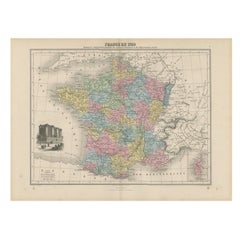 Carte ancienne de la France en 1789 par Migeon, 1880